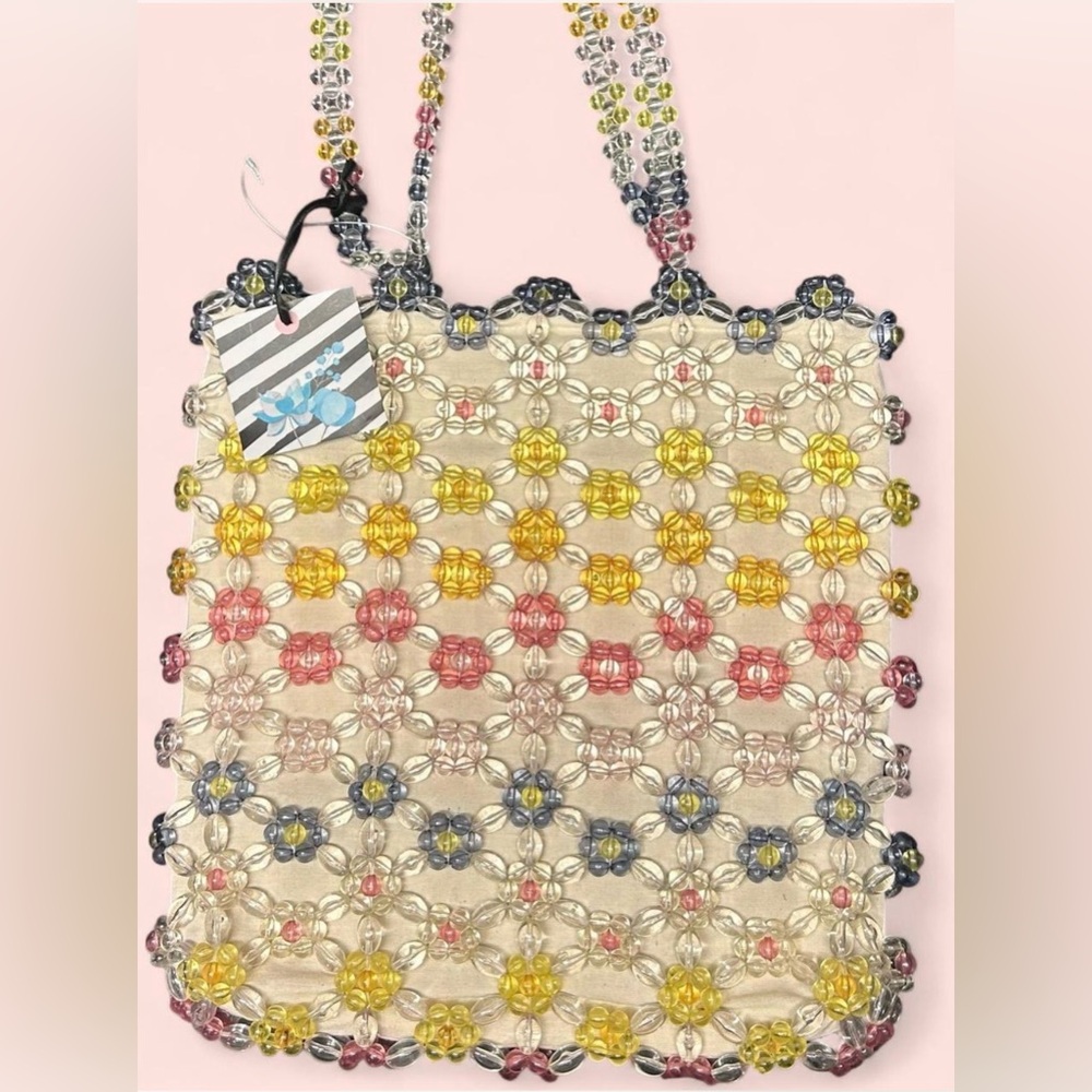Cynthia Rowley Daisy Floral Beaded Canvas Tote Bag~NWT